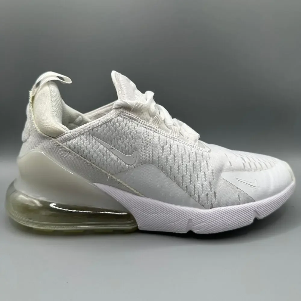 Nike Air Max 270 Women Size 7 Triple White Running Shoes Sneakers AH8050-101